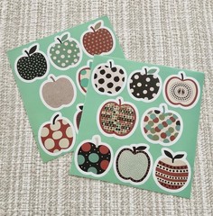 16 Cute Patterned Apple Stickers 1.8” Boho Apple Waterproof Vinyl Decals