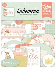 1 Pack of Echo Park Paper IT’S A GIRL Baby Shower Die Cut Ephemera Pieces