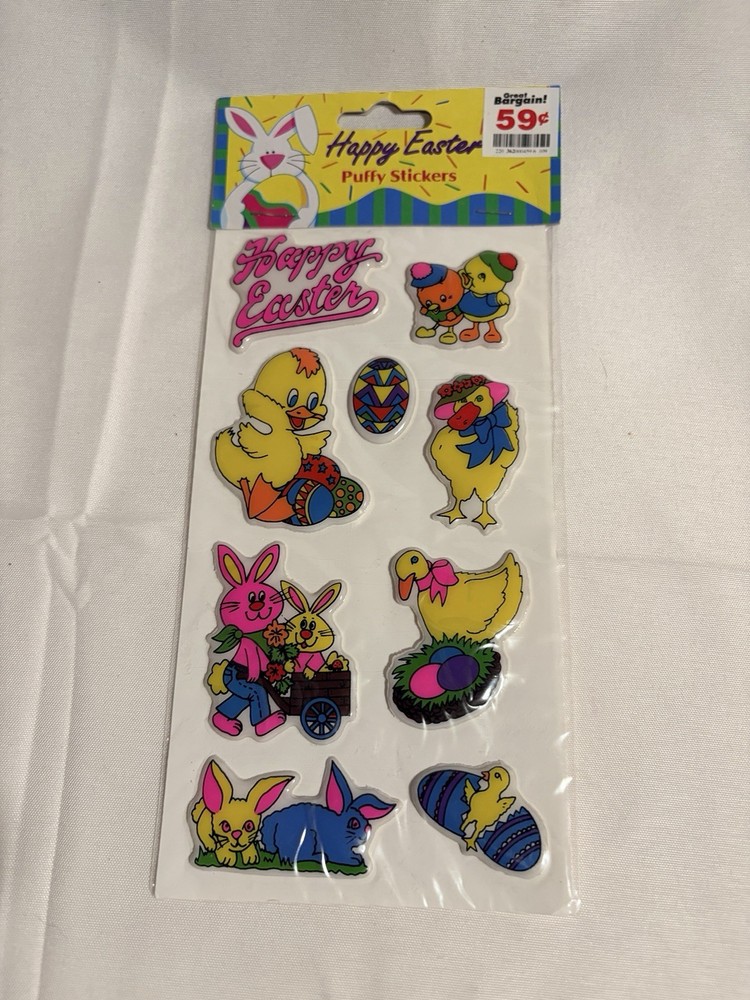 Vintage Happy Easter Spring Puffy Stickers Sealed 1 sheet