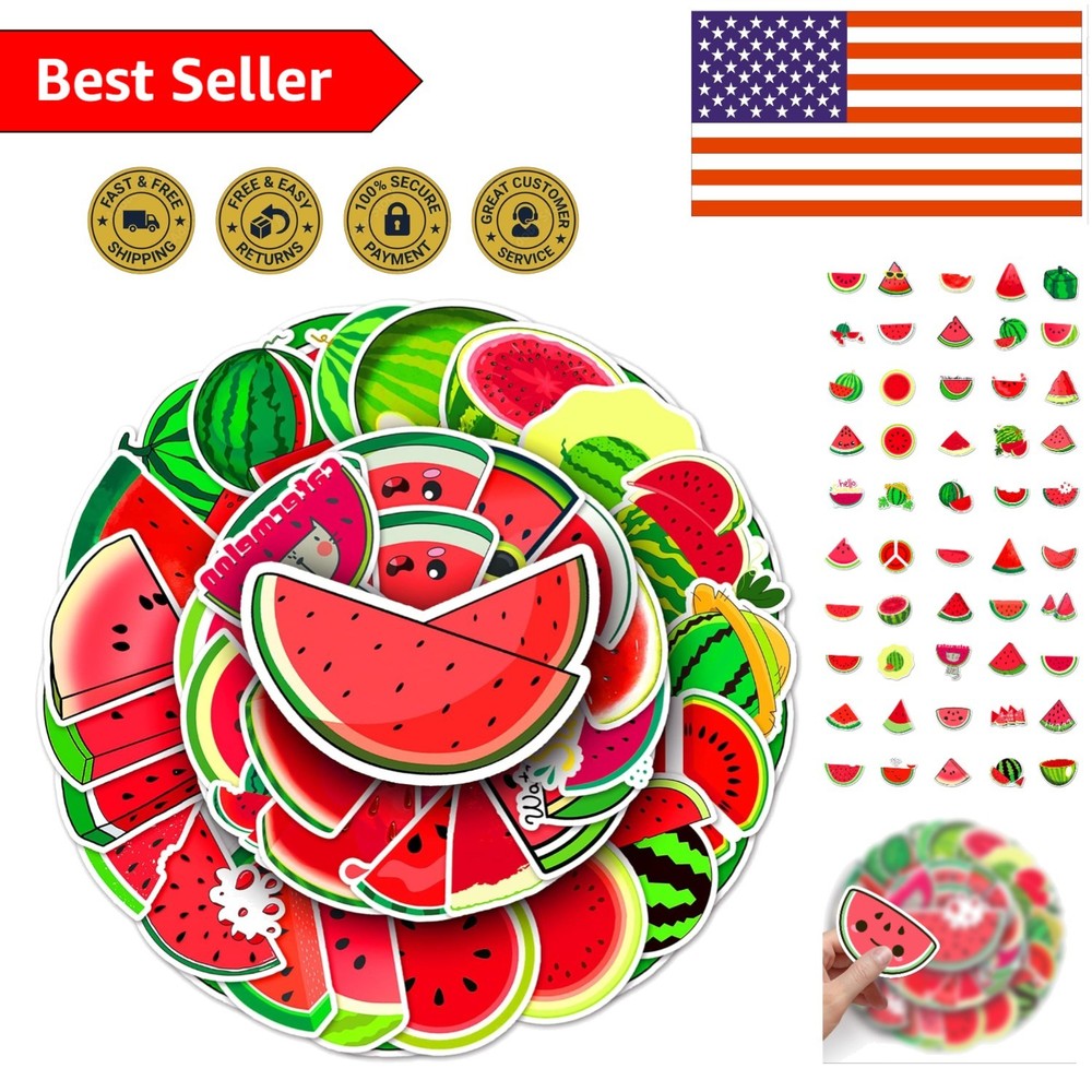 50PC Watermelon Stickers Pack – Tropical Fruit Decals for Fun Personalization
