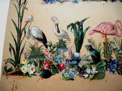 Fantastic 1800’s Scrapbook Page w/ Gorgeous Die Cuts of Birds & Frog *