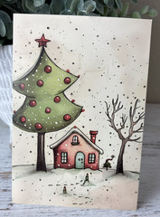 WHIMSICAL CHRISTMAS Set Of 2 Junk Journal Art Cards Scrapbook Card Topper Crafts