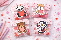 Valentine’s Day Cute Animals Sticker Set – 12 Piece