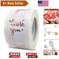 500 Self-Adhesive Rose Gold Thank You Stickers – Perfect for Gifts & Cards