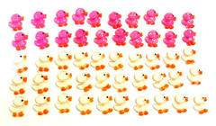 Lot of 50 Dark Pink & Yellow Duck Flatbacks For Crafting – NEW (#17)