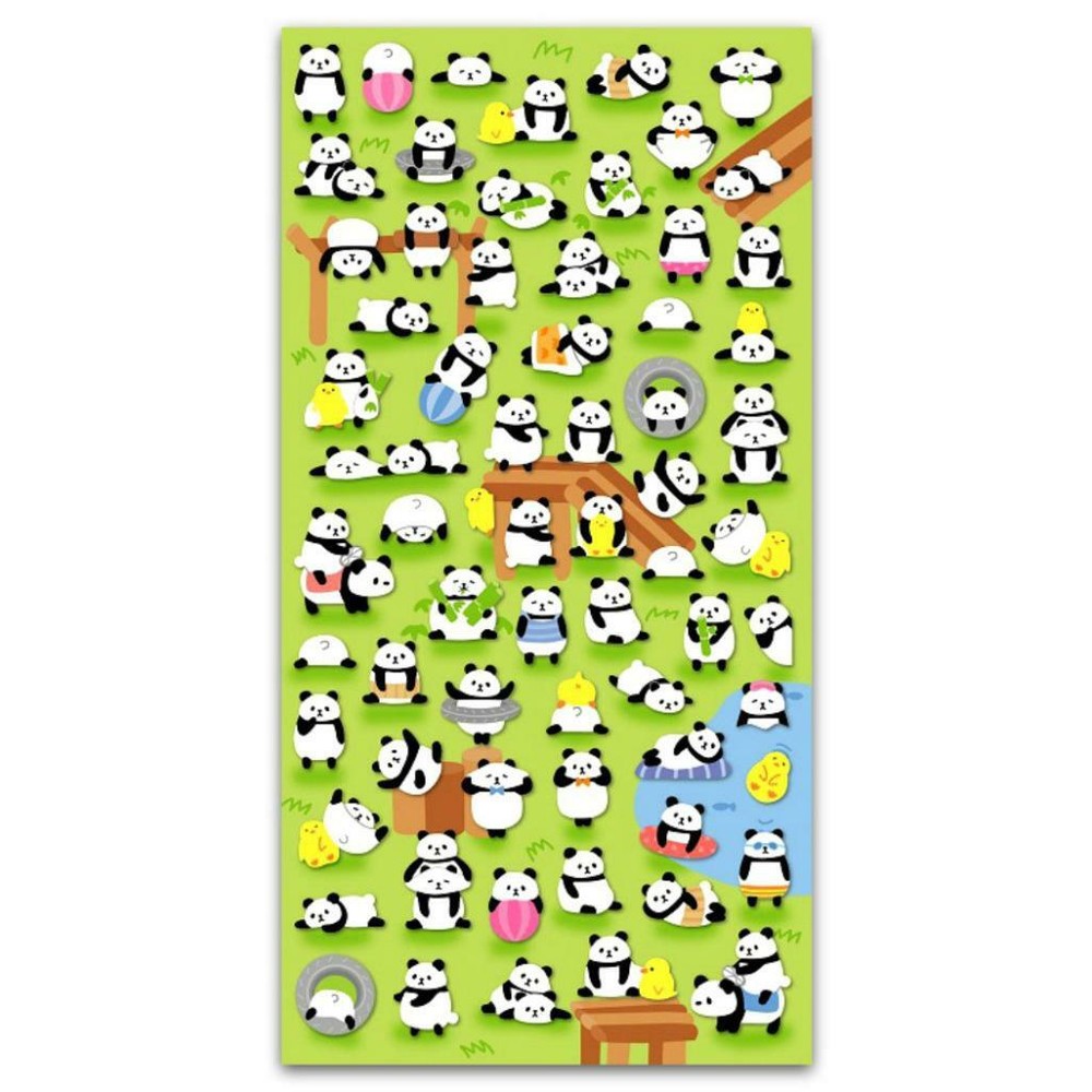 CUTE PLAYING PANDA STICKERS Bear Animal Sticker Sheet Kawaii Kid Craft Scrapbook