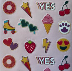 YES EMOJI Sticker(24pc) Greenbrier•Donut•Strawberry •Sunglasses•Cherry•Ice Cream