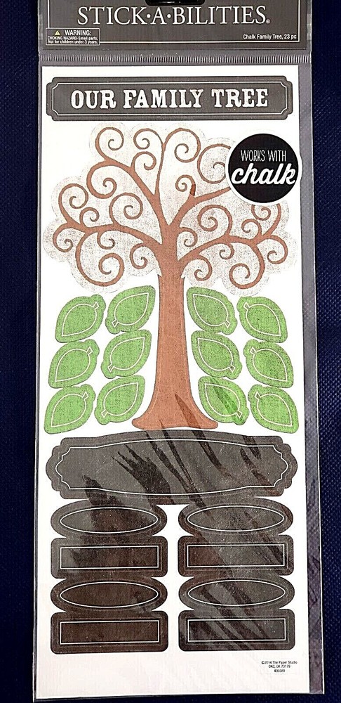 The Paper Studio STICKABILITIES Chalk Stickers – FAMILY TREE – 23 pcs