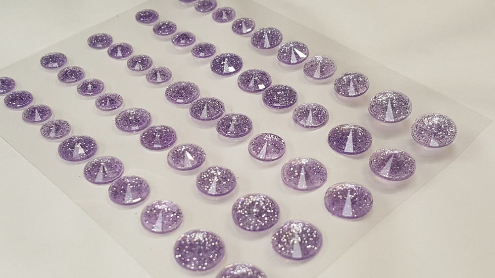 CraftbuddyUS 50pcs Self Adhesive Pointed Resin Glitter Gems: :Lilac