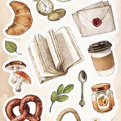 Autumn Picnic Stickers – Food, Books, and Nature Sticker Sheet – Crafts