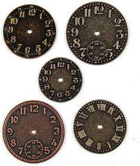 Metal Timepieces by Idea-Ology, 5 per Pack, Various Sizes, Antique Finishes, TH