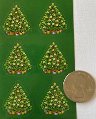 LIT CHRISTMAS TREE Stickers (12Pc)Paper Art•Decorated •Ornaments•Holiday•Gifts