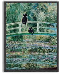 USA Veteran Made Funny Black Cat Wall Art Set of Six Vintage Monet Matisse Art