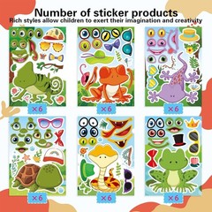 36 PCS Make a face Sticker for Kids Toddlers, Make Your Own Reptile Animal Mi