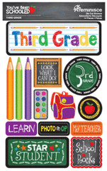 Scrapbooking Crafts Stickers 3D School Third 3rd Grade Rocks Star Student Pencil