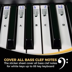 Removable 52-Piece Piano Stickers for All Keyboards – Transparent Vinyl Design