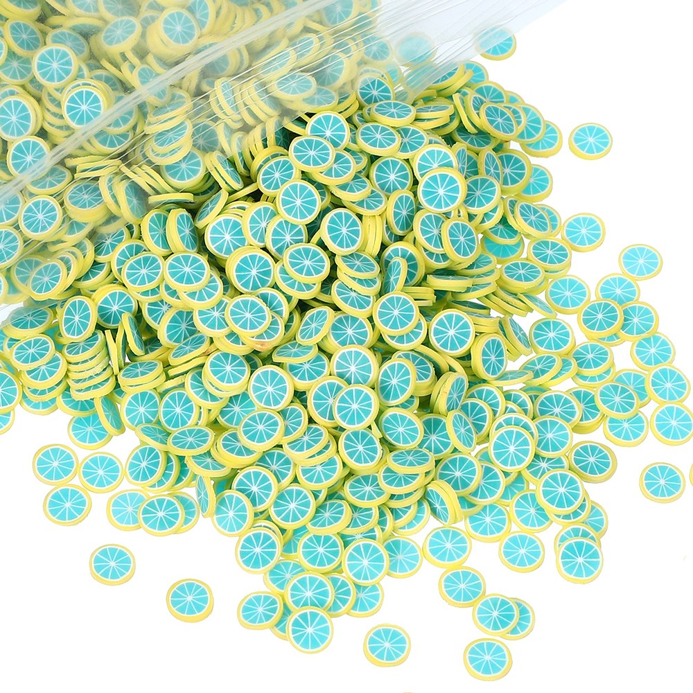 Polymer Clay Slices, 100g Yellow Blue Lemon Slice Fruit Art Slices, Yellow Blue
