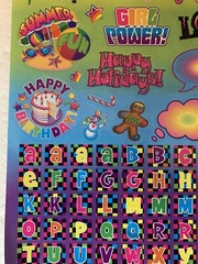 Vintage Lisa Frank Vintage Y2K Sticker Sheet Friends Holidays Alphabet S1273-01