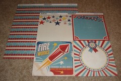 Bo Bunny Double-Sided Paper Lot B ~ «Firecracker » Lot of Ten Sheets.