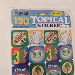 Vtg Eureka Topical Scented Stickers Earth Day Blueberry Sealed 6 Sheets-120 Totl