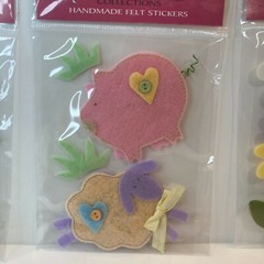 Scrapbook Embellishments Felt Stickers Flowers Pig Sheep Dimensional