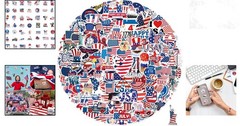 100 Pcs 4th of July Patriotic Waterproof Vinyl Stickers for Water Bottles Lap…