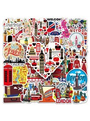 50 pcs England British London Life Style Stickers Decal Vinyl Weatherproof kids