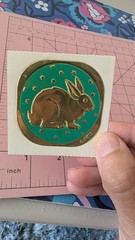 Vintage Stickers Illuminations Bunny Rabbit Gold Foil Embossed Sticker