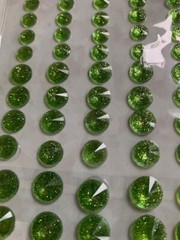 3D ADHESIVE GEMSTONES LIME GREEN MULTI-SIZES ROUND GEMS 50 PCS