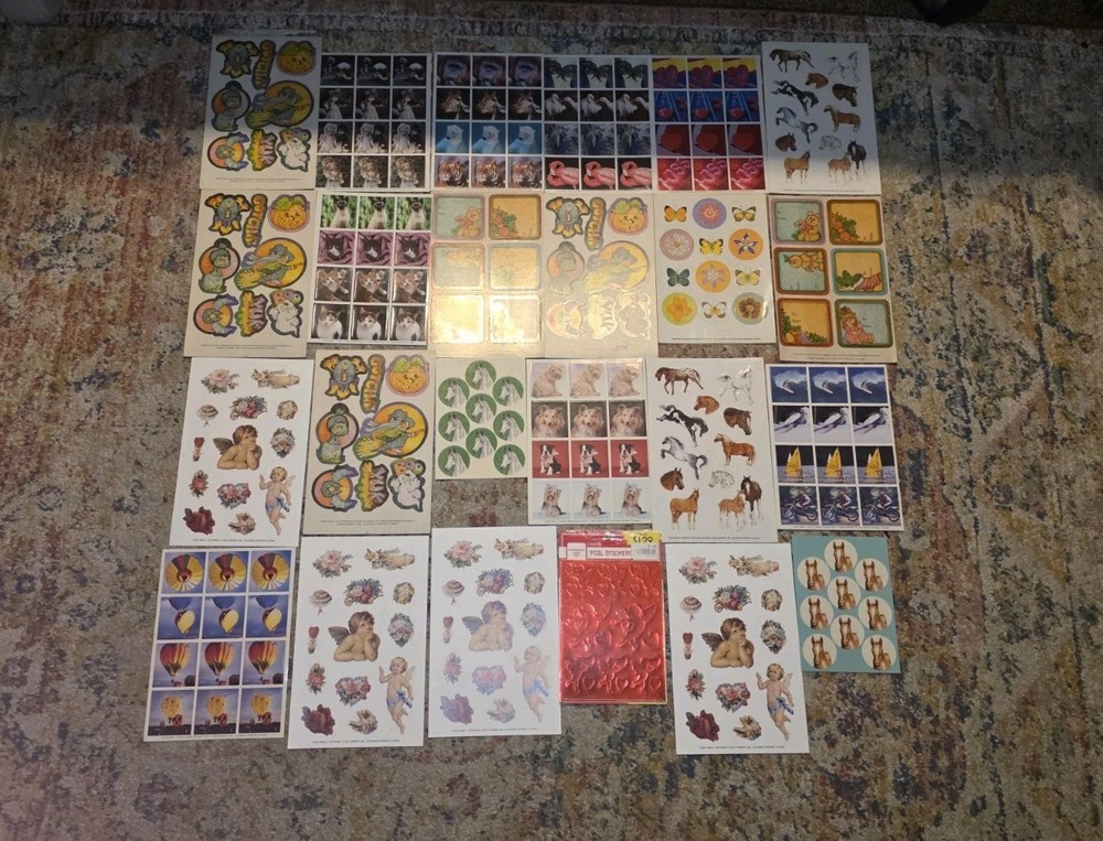 Vintage Stickers Current Inc And Other Brands Animals, Balloons Etc 24 Total