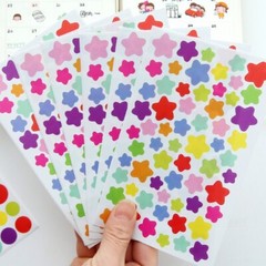54 Sheets Colorful Heart Polka Dots Star Shape Stickers Rainbow Decorative Decal