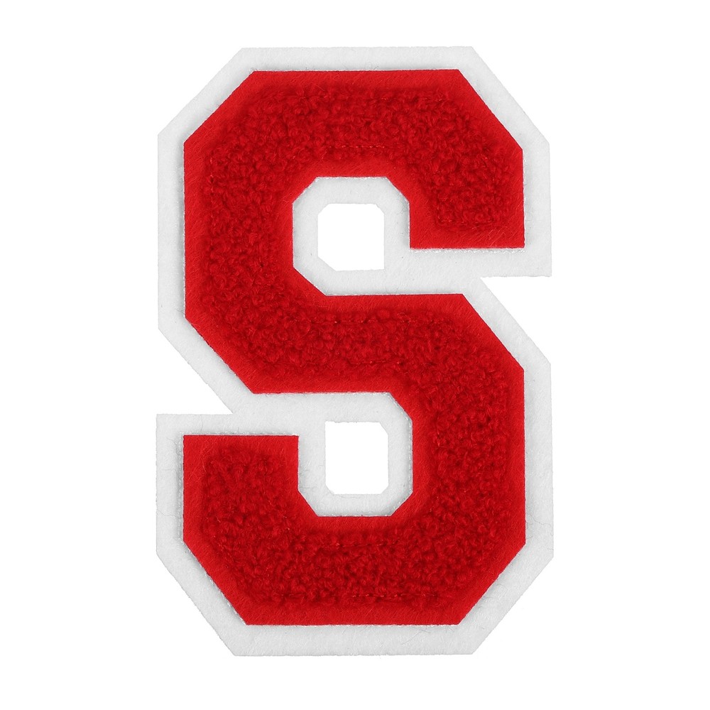 4″ Chenille Letter Patches,Red Chenille Initial A-Z Patches (Letter S)