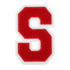 4″ Chenille Letter Patches,Red Chenille Initial A-Z Patches (Letter S)