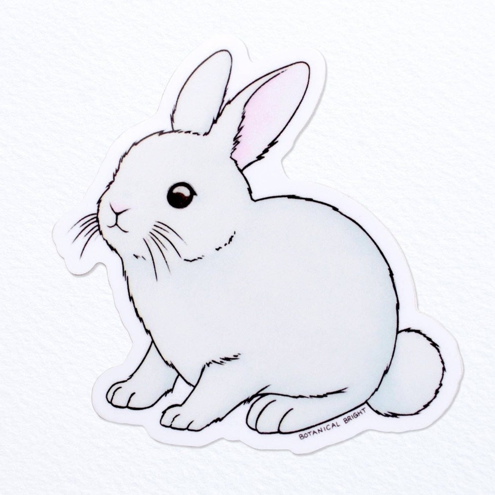 Rabbit Sticker – White Bunny Waterproof Vinyl Decal – Laptops Scrapbooks Crafts