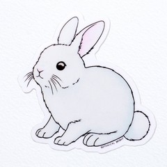 Rabbit Sticker – White Bunny Waterproof Vinyl Decal – Laptops Scrapbooks Crafts