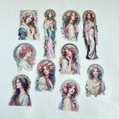 Romantic Neoclassical Ladies Foil Stickers Vintage Style Collage Junk Journal