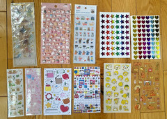 Super Huge Lot Of Cute Kawaii Korean + Japanese Stickers: Puffy, Mini, Glitter+