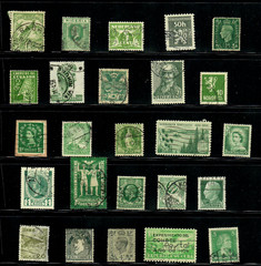 25 Green Worldwide Used Stamps Color Lot — Crafts Art (WM274)