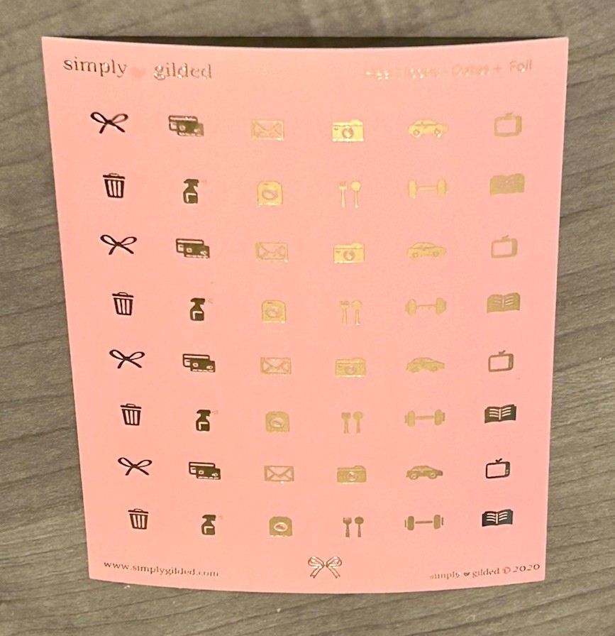 NEW Simply Gilded Heart Icons – Dates Pink Sticker Sheet SG 2021 Stickers