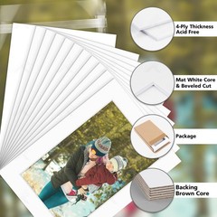 Pack of 25 White Pre-Cut 5×7 Picture Mat for 4×6 Photo with White Core Bevel Cut