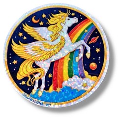 Pegasus Prism Sticker Retro 80s Holographic kawaii Unicorn 90s Holographic Decal