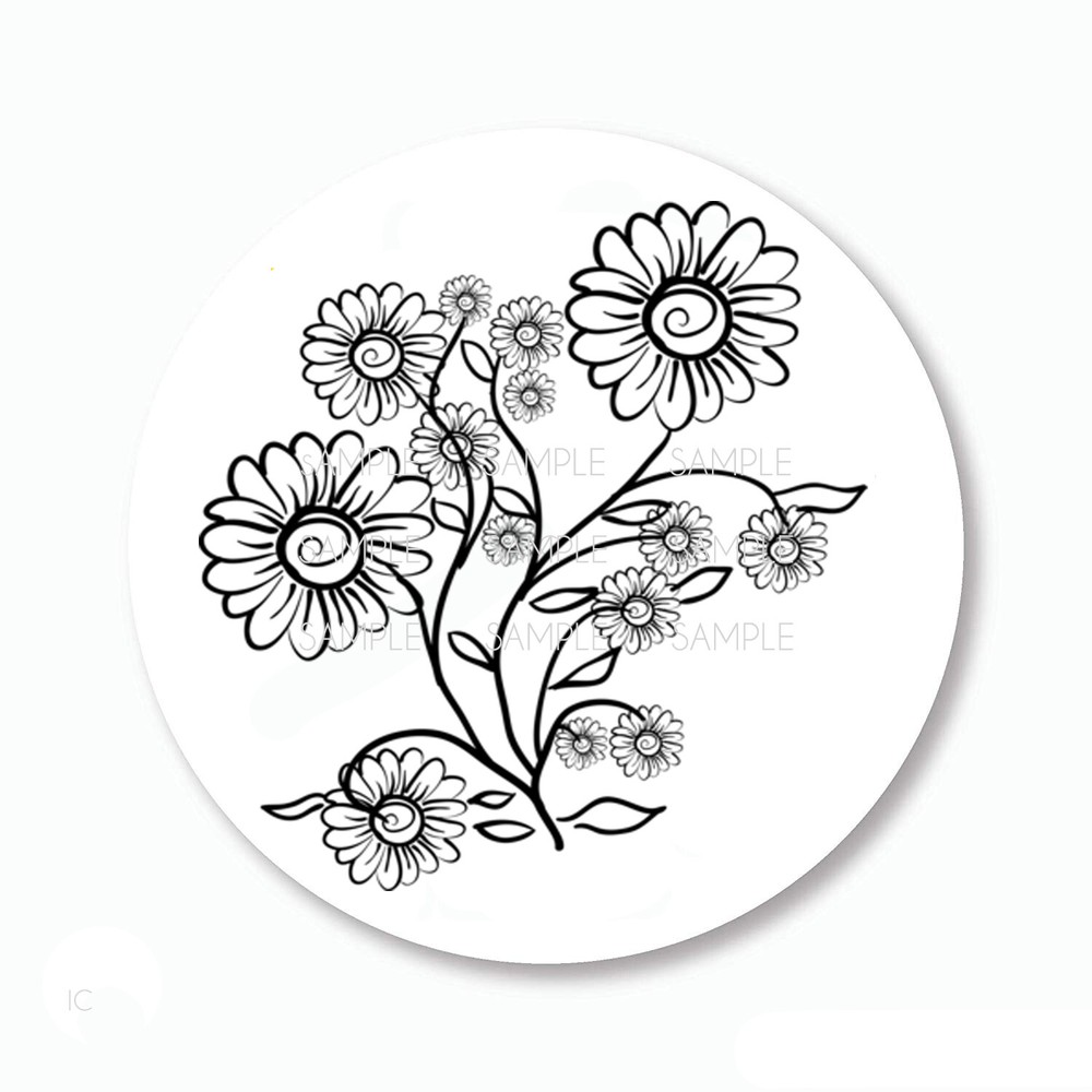 30 Black and White Daisy Flowers Scrapbook Stickers 1.5″ Round Envelope Seals