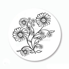 30 Black and White Daisy Flowers Scrapbook Stickers 1.5″ Round Envelope Seals
