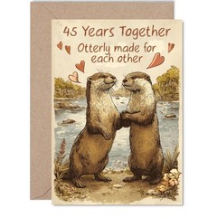 45th Anniversary Card for Women Men – Rustic Style Cute Otters – Happy 45 Yea…