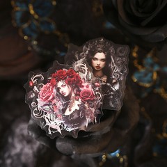 15Pcs Gothic Lace Lady PET Stickers for Bullet Journal Card Scrapbooking Sticker