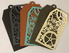 GEAR TAG Die-Cuts(4pc)Steampunk •Cogs•Metal•Sprocket•Earthtone •Machine•Antique