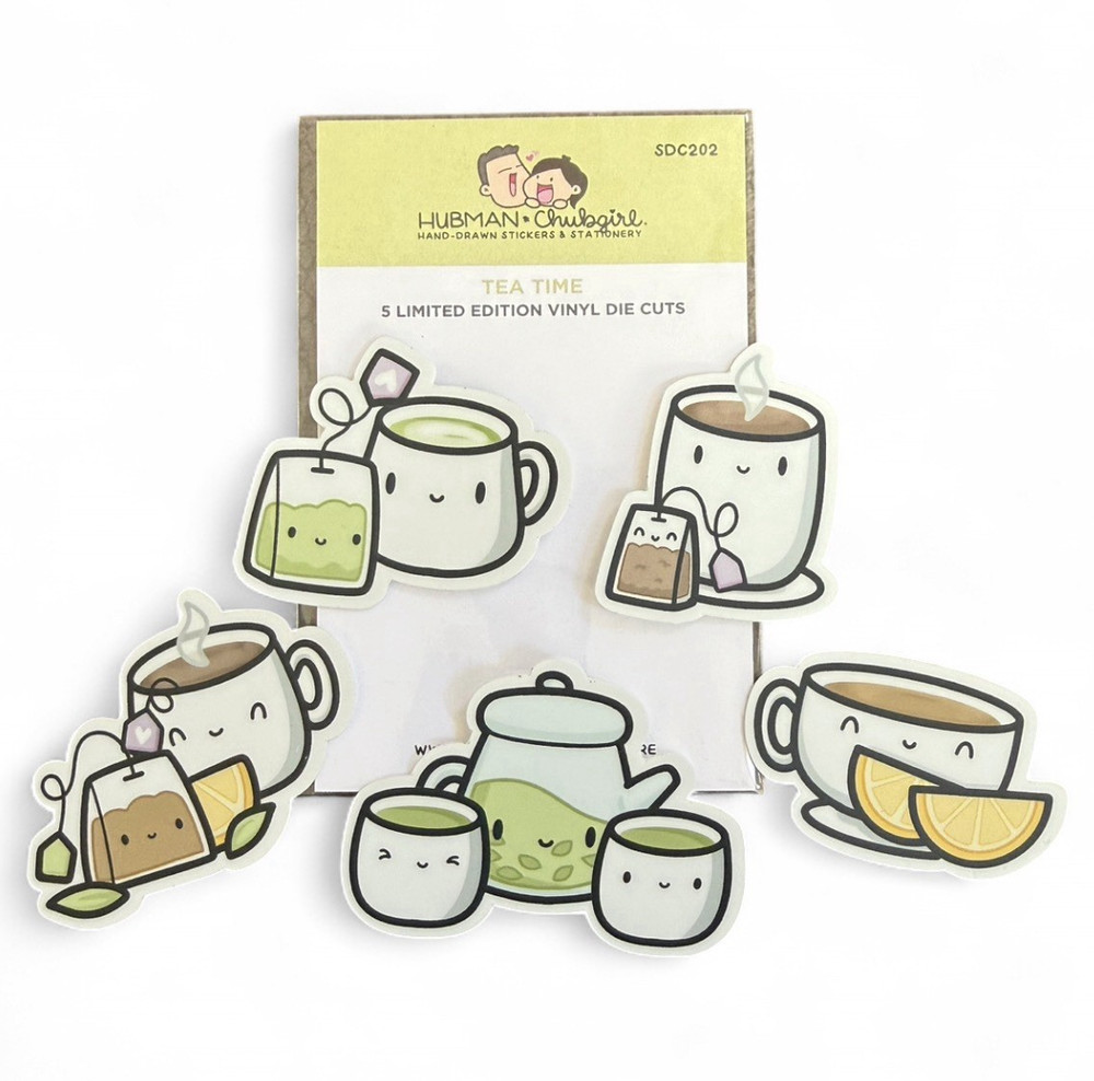 Hubman & Chubgirl Tea Time Multicolor Vinyl Die Cut Stickers