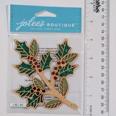 Jolee’s Large Wood Christmas Holly Scrapbooking Embellishment