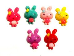 Lot of 20 Multicolor Little Girl Bunnies Flatbacks For Crafting – NEW (#26)