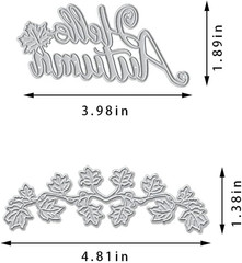 2Pcs Fall Die Cuts for Card Making and Scrapbooking, Hello Autumn Words Cutting
